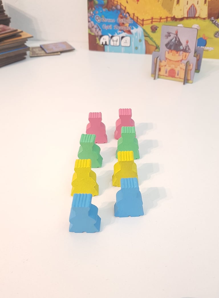 a group of meeples on a table