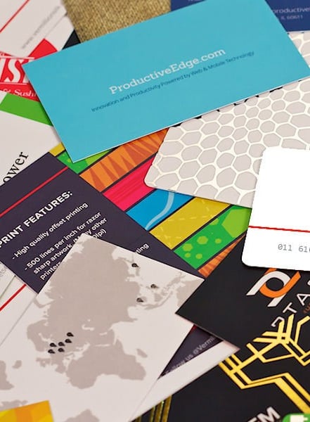 a business card with a business card holder