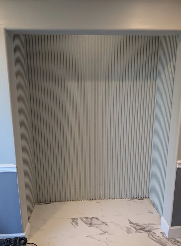 Empty vestibule space, cleaned out and ready for install