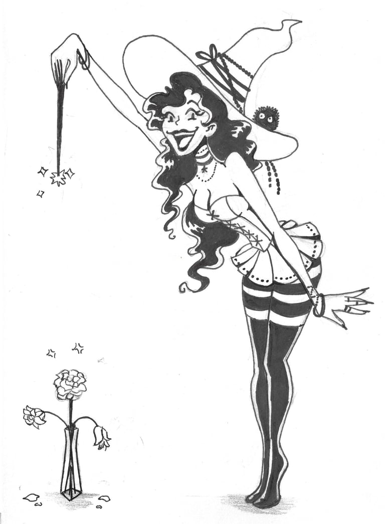 a cartoon witch in classical cartoon style