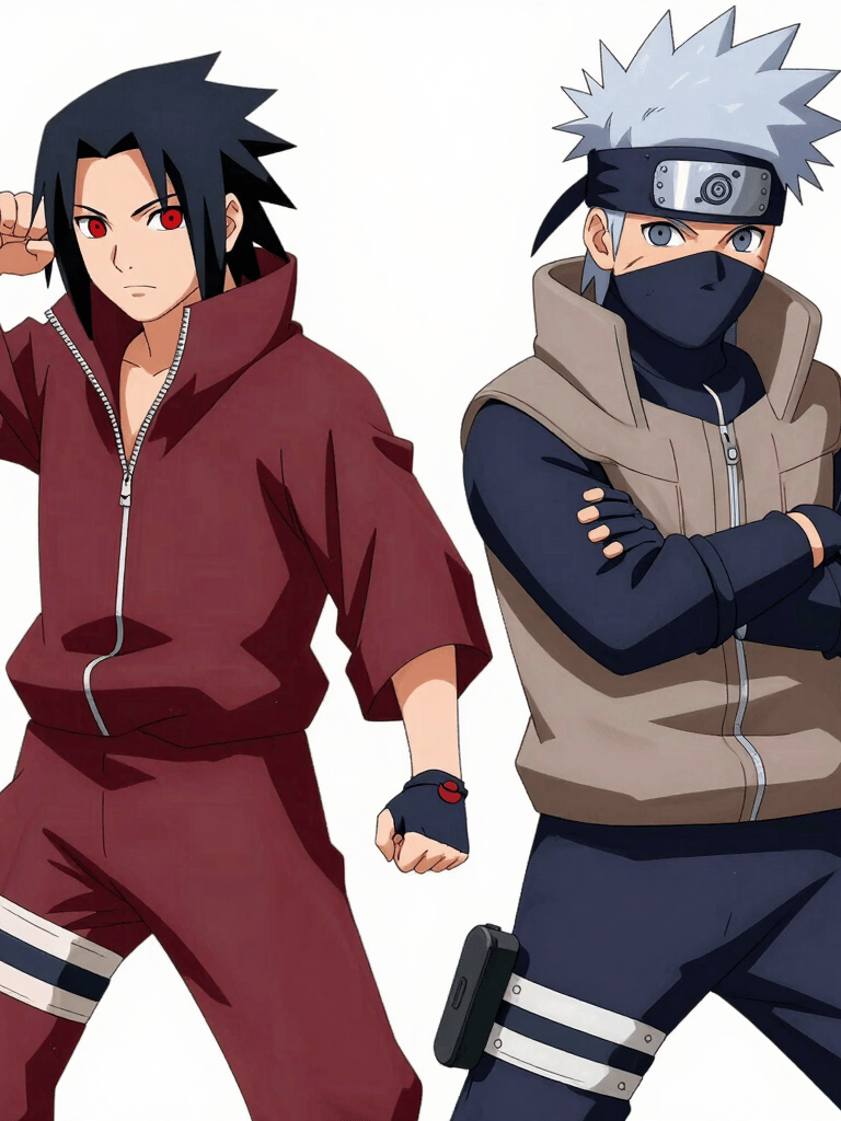 Energetic Naruto Uzumaki in action pose with swirling red and black chakra flames behind him.