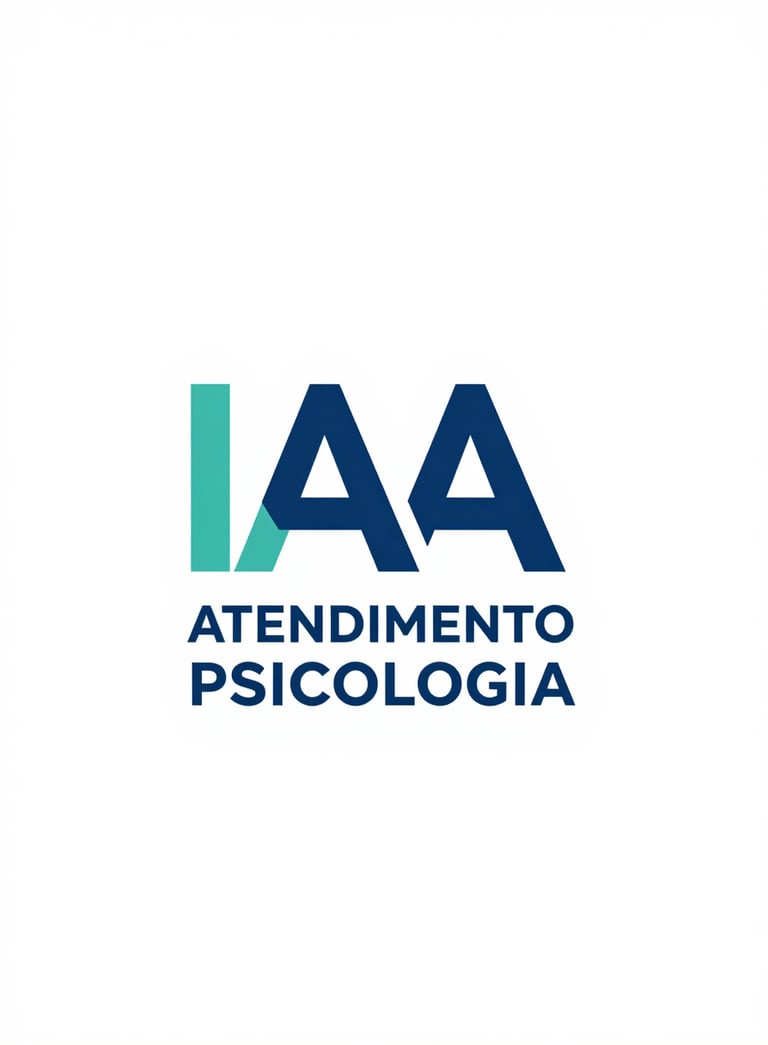 A minimal, professional logo representation of IAA ATENDIMENTO PSICOLOGIA using soft geometric shapes in #5DA399 and #2C3E50, symbolizing connection and psychological growth. Clean white background.
