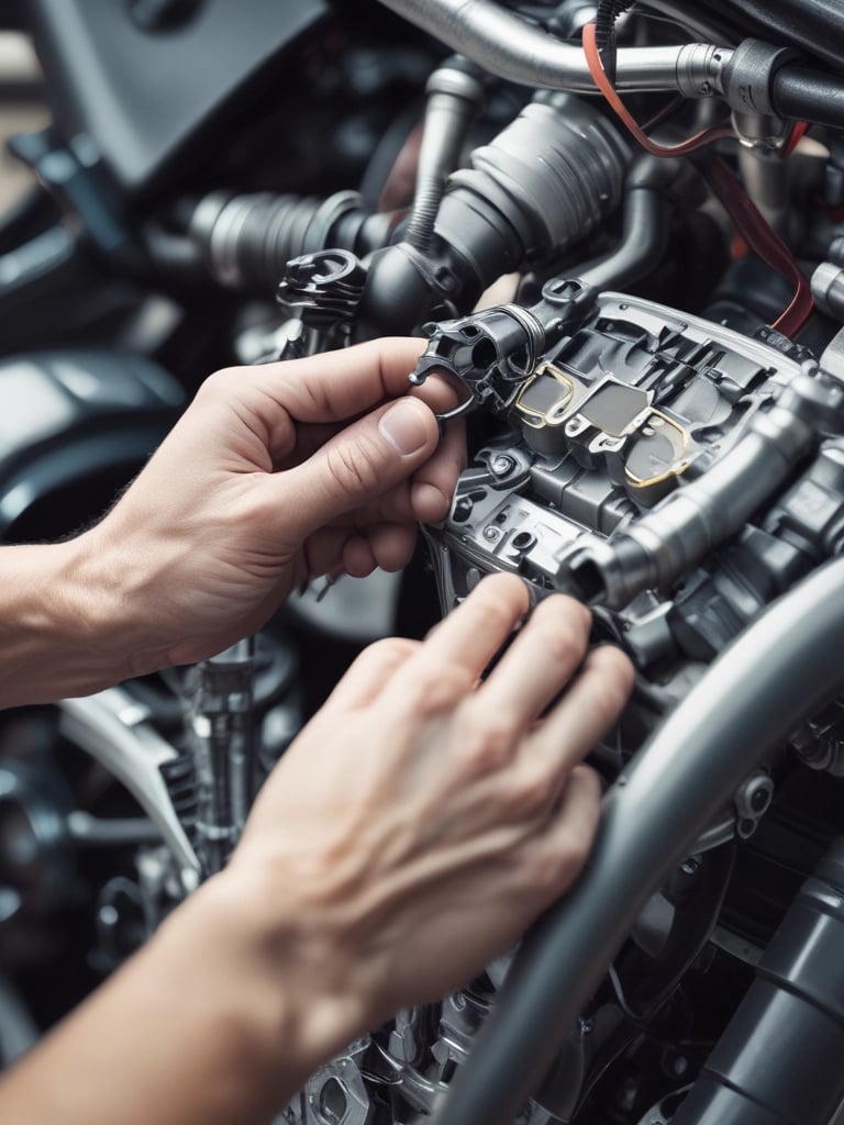 Durable plastic enclosure of the rpm limiter module, showing its sturdy design against a scooter backdrop.