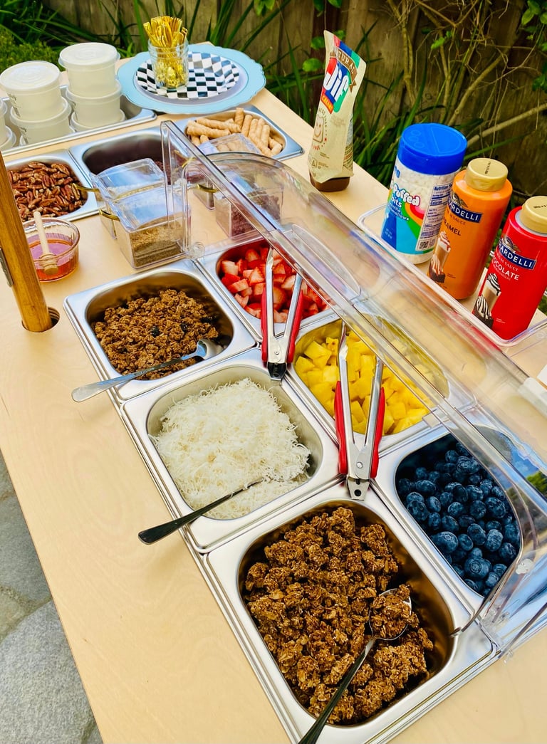 parfait topping on a bar cart