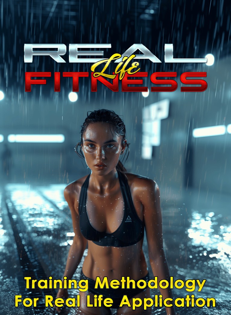 Athletic woman training in rain for Real Life Fitness functional training methodology.