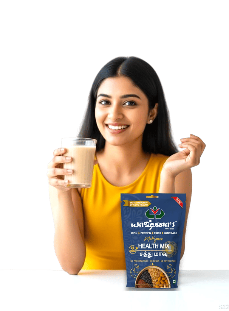 Woman drinking Yashnas health mix