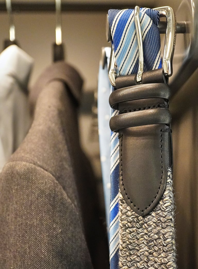 gray woven belt in wardrobe | olio my shop