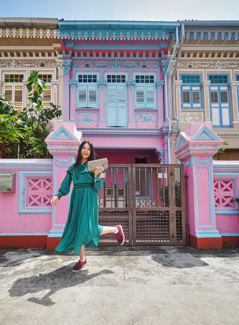 candy pink shophouse in Singapore | olio my shop