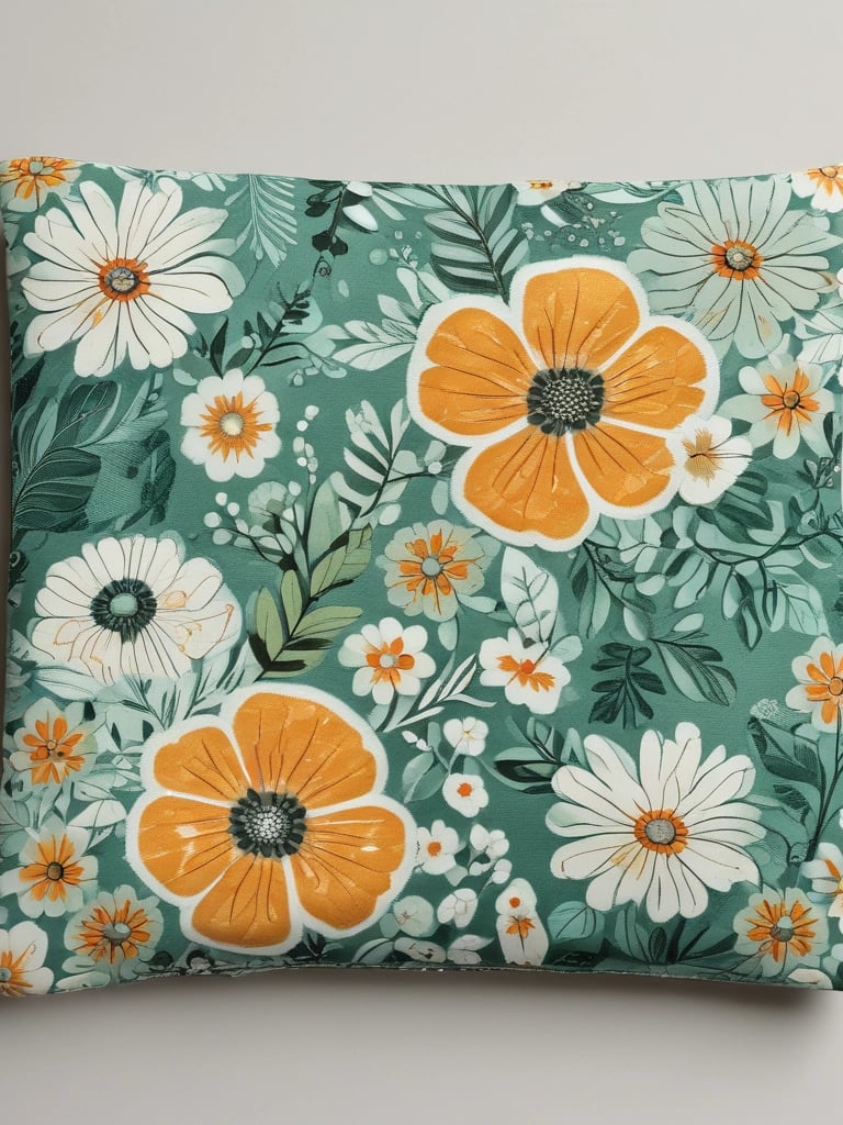 a cushion with a floral pattern on it