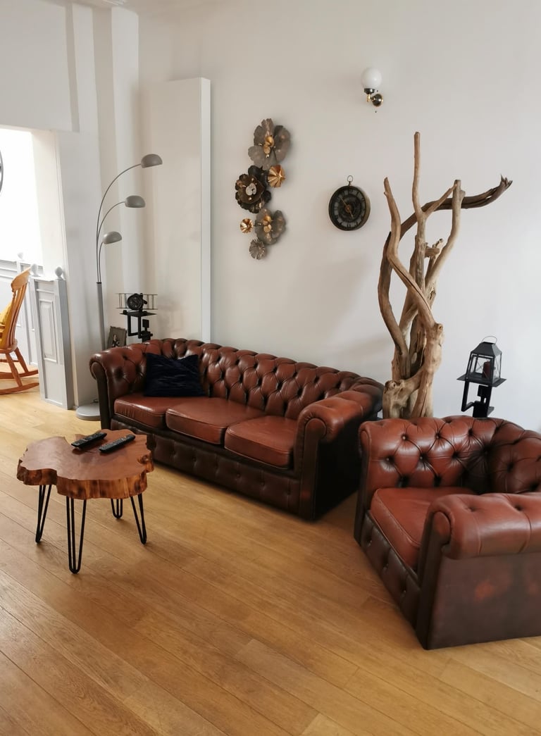 Chesterfield sofa leather brown vintage old style