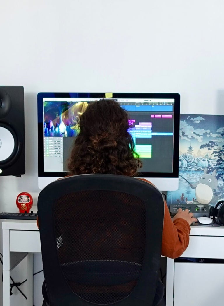 Federica working in her home studio