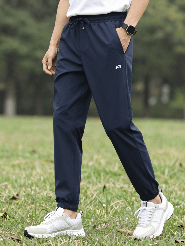 A close-up of sleek, comfortable bermuda shorts in motion during a morning jog.