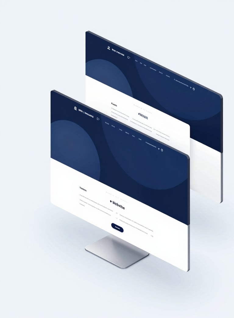 Modern abstract representation of a website scaling on multiple screens, clean professional style, featuring subtle gradients of #1B2A3D and #2C6E91 against a light background.