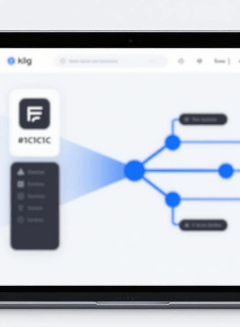 A sleek, minimalist digital interface showing abstract data streams and software architecture nodes. The style is inspired by premium tech brands, using a palette of #1C1C1C and bright #007BFF accents on a clean light background.