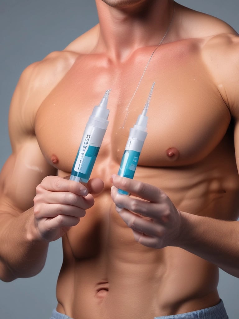 Close-up of a sleek peptide vial with a dark gray label on a black background.