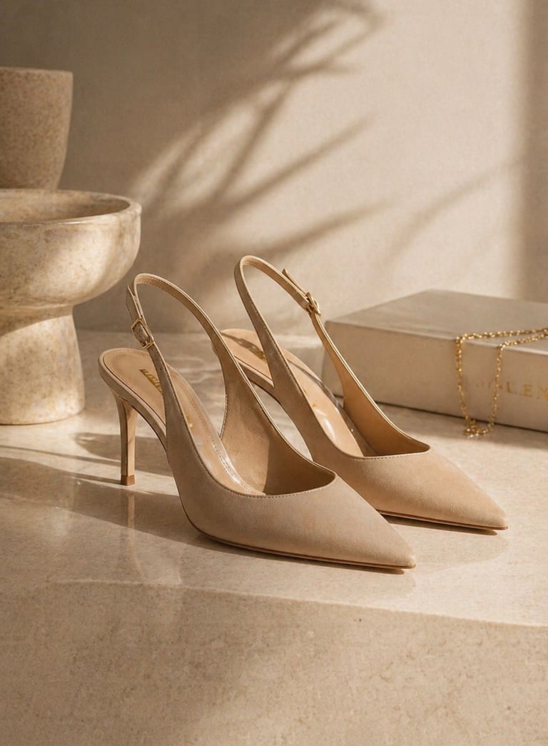 Beige luxury shoe collection with stylish boots and minimal fashion aesthetic