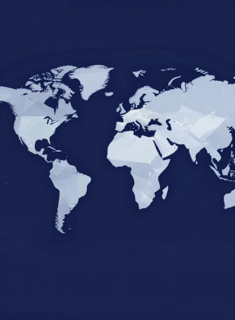 An elegant, abstract composition representing global connectivity and growth. Clean geometric shapes in #70A2B6 and #E6F0F4 against a deep #0D202B background, suggesting forward-thinking philanthropic impact.