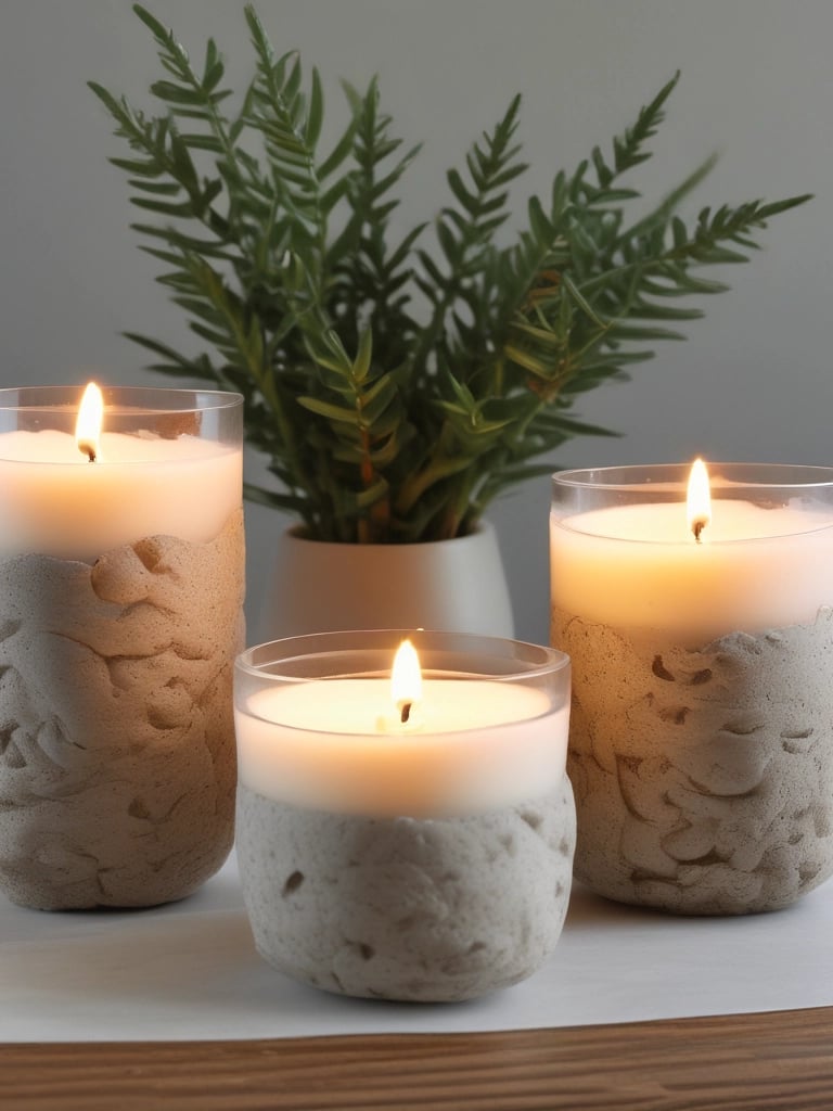 An elegant display of various handcrafted stone candle vessels.