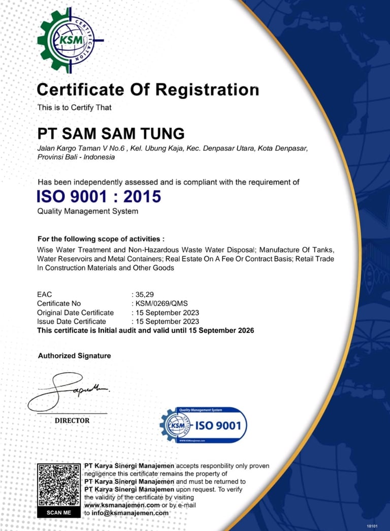 ISO 9001 2015 PT. Sam Sam Tung