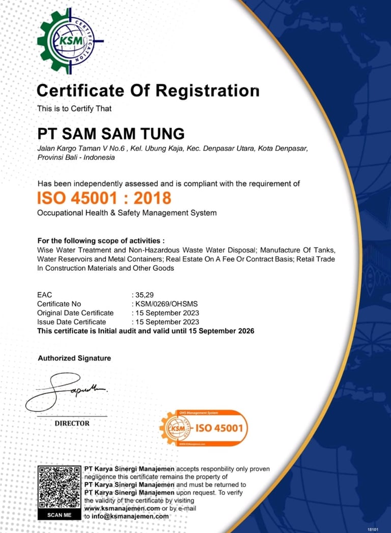 ISO 45001 2018 PT. Sam Sam Tung