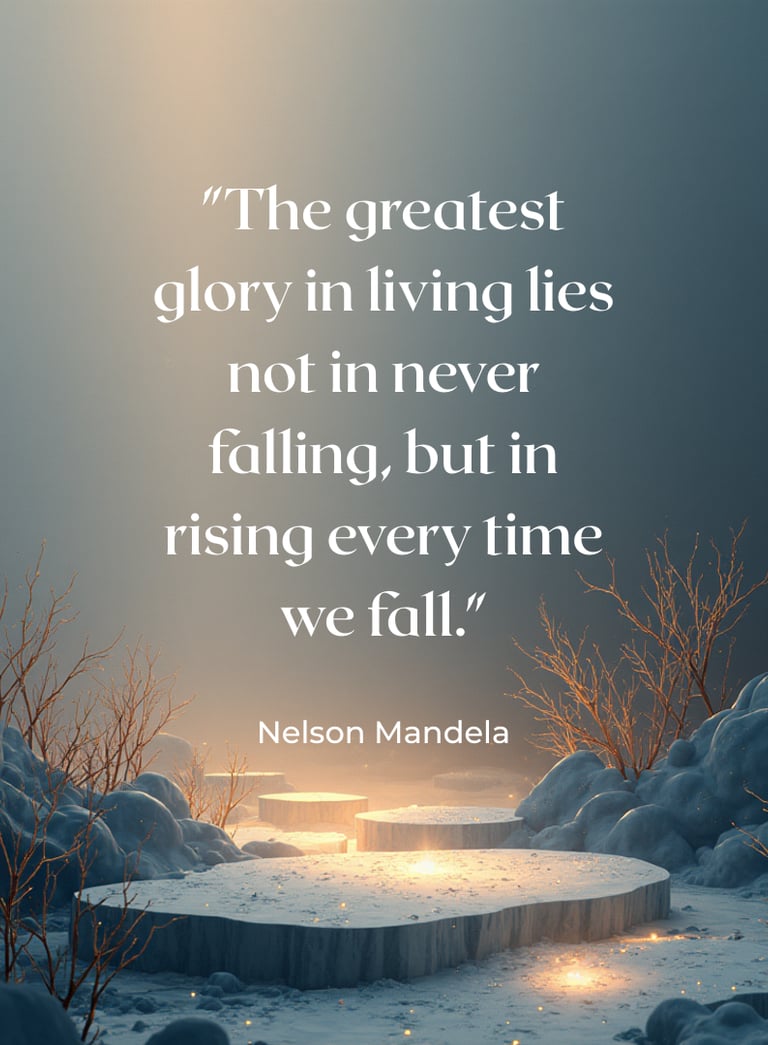 A motivational quote by Nelson Mandela to encourage perseverance.