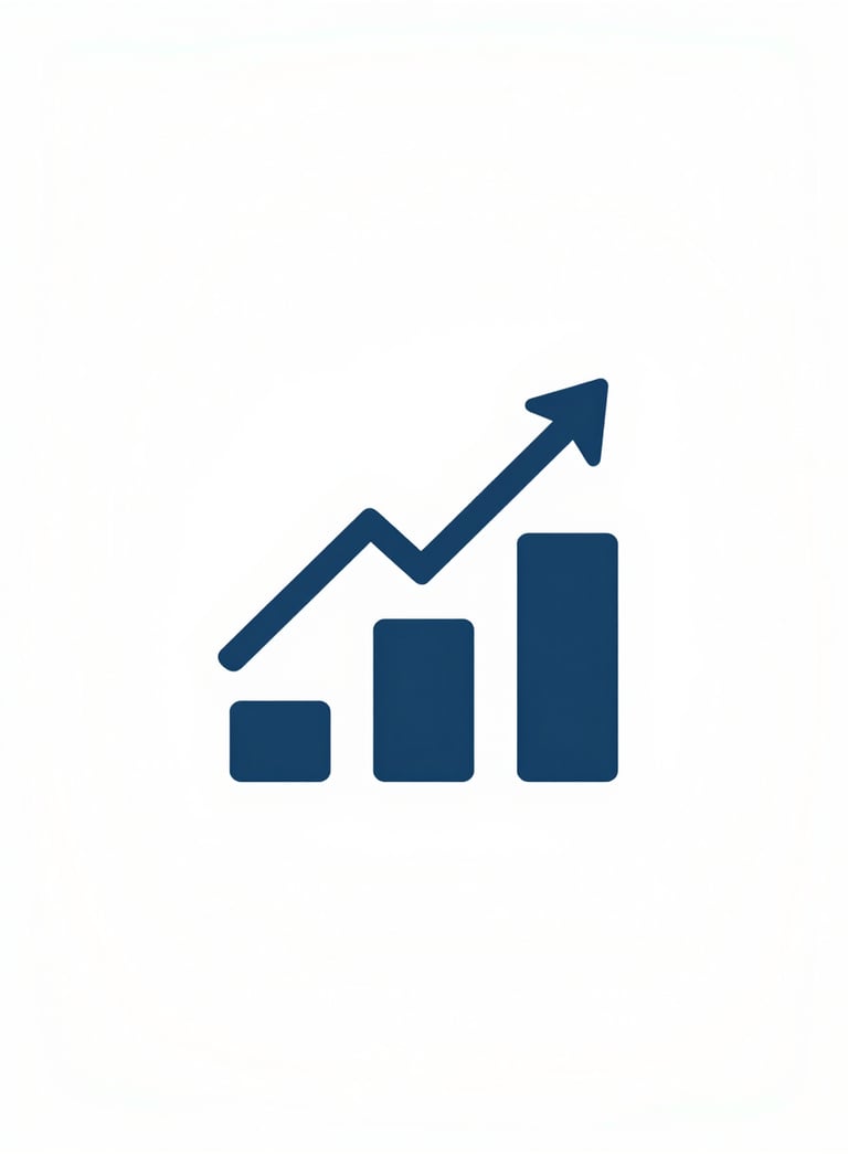 A minimalist, high-quality professional icon representing financial growth and stability, using #4A7C8E and #1D2D3E, centered on a light #F7FAFC background.