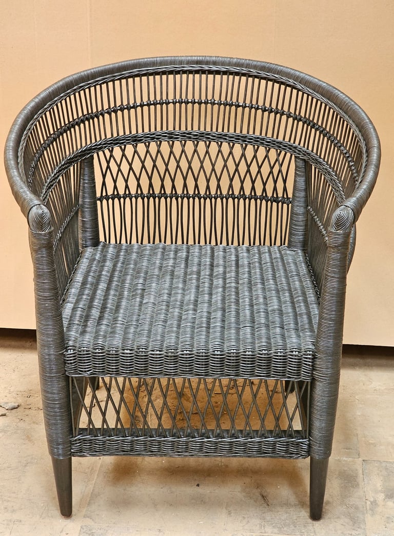 Colonial style rattan black chair