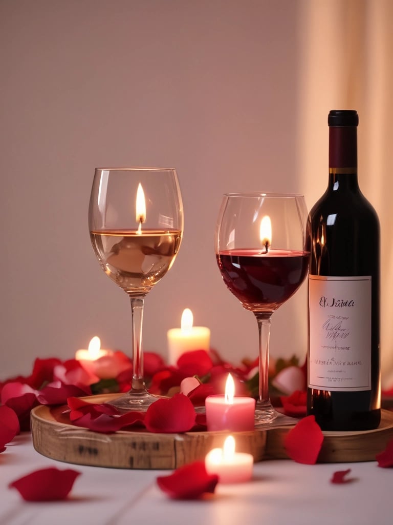 Various wellness and beauty products, including oils in bottles, a bowl of oil, dried flowers, crystals, a smudge stick, and a small dish of cream, are arranged aesthetically on a light surface. The scene is decorated with colorful flowers and herbs.