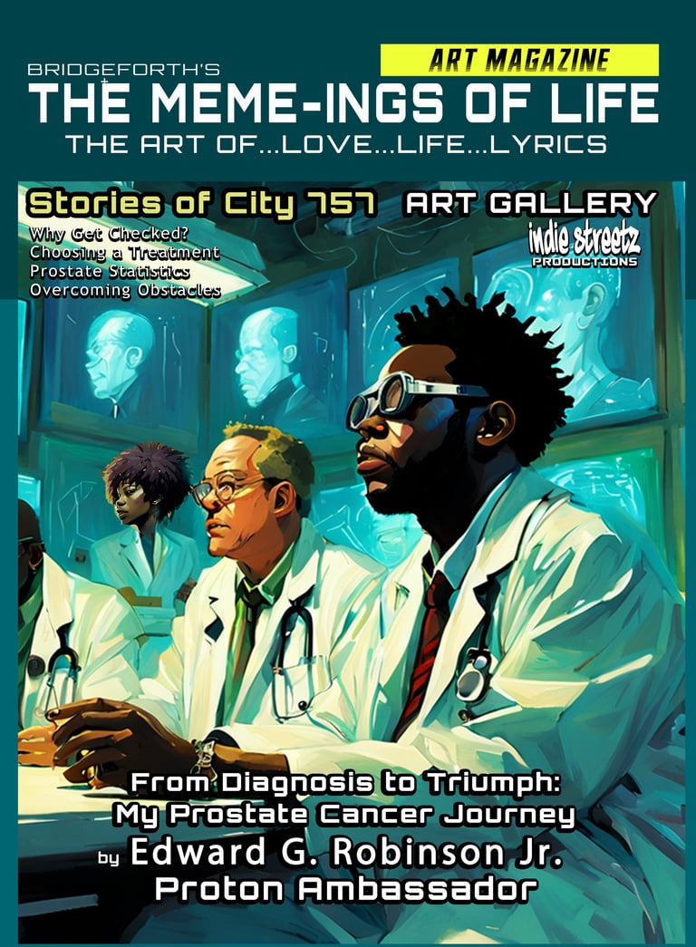 Meme-ings of Life Magazine futuristic artwork, Brian Bridgeforth, artist, Prostate cancer, art book