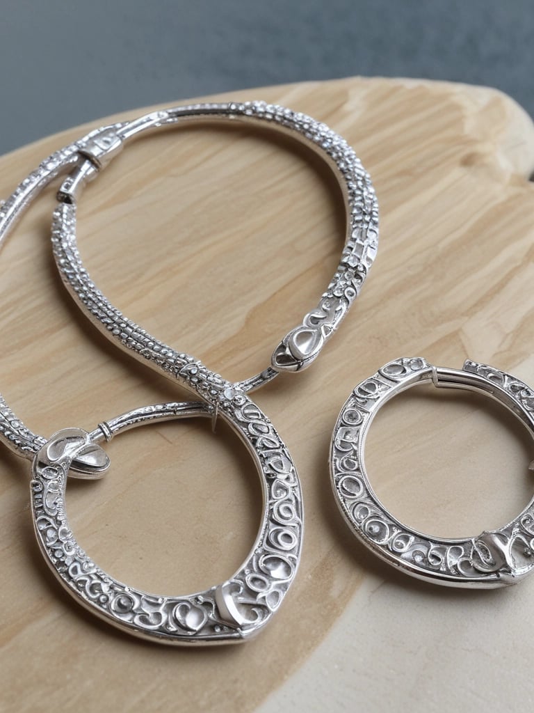 A handcrafted necklace with intricate beadwork and metal detailing lies on a textured stone surface. Surrounding the necklace are delicate yellow and pink flowers with long green stems and leaves. The overall appearance is both rustic and elegant, blending natural elements with artisan jewelry.