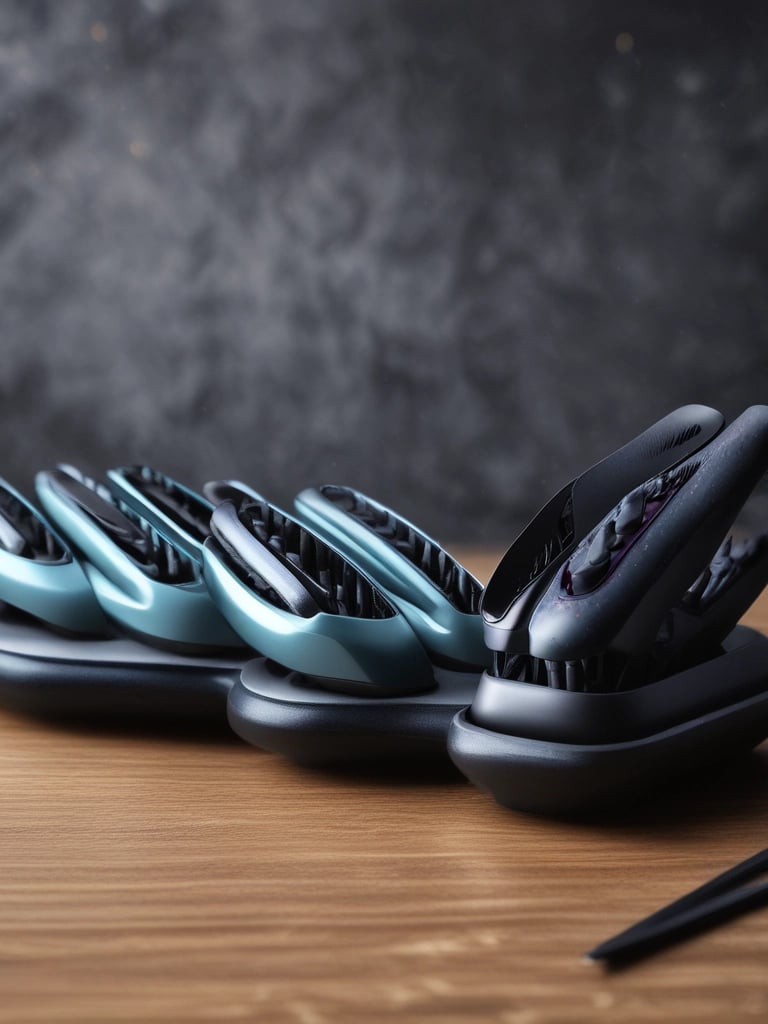 A close-up of a person using a hair dryer with flowing hair.