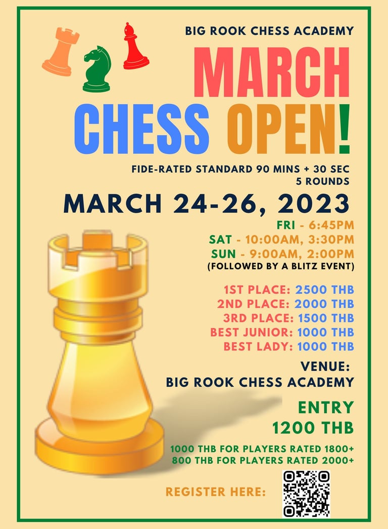 Big Rook Chess Academy March Chess Open, Bangkok, Thailand. Thailand Chess Association