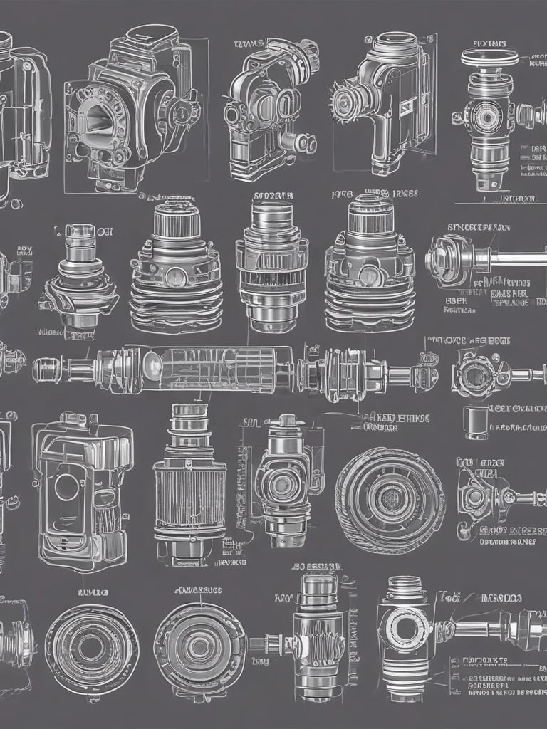 A collection of various technology parts displayed on a wooden table.