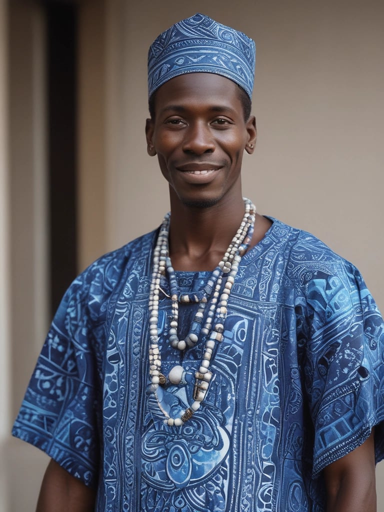 Folded Guinea brocade textiles showcasing rich textures and earthy tones.