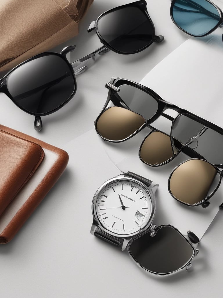 Pair of black sunglasses resting on a white cloth with soft shadows.