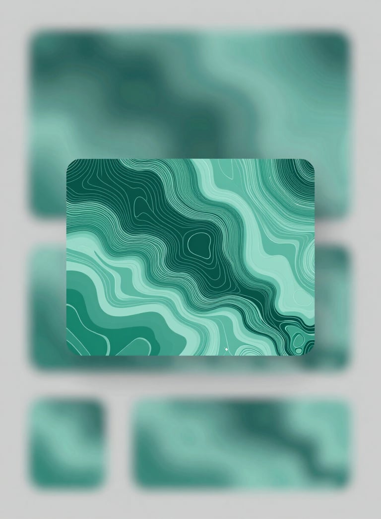 A sleek, modern icon of a stylized topographic map with contour lines, designed in a minimalist professional style using the brand colors #3D6B5E and #8FBBA1.