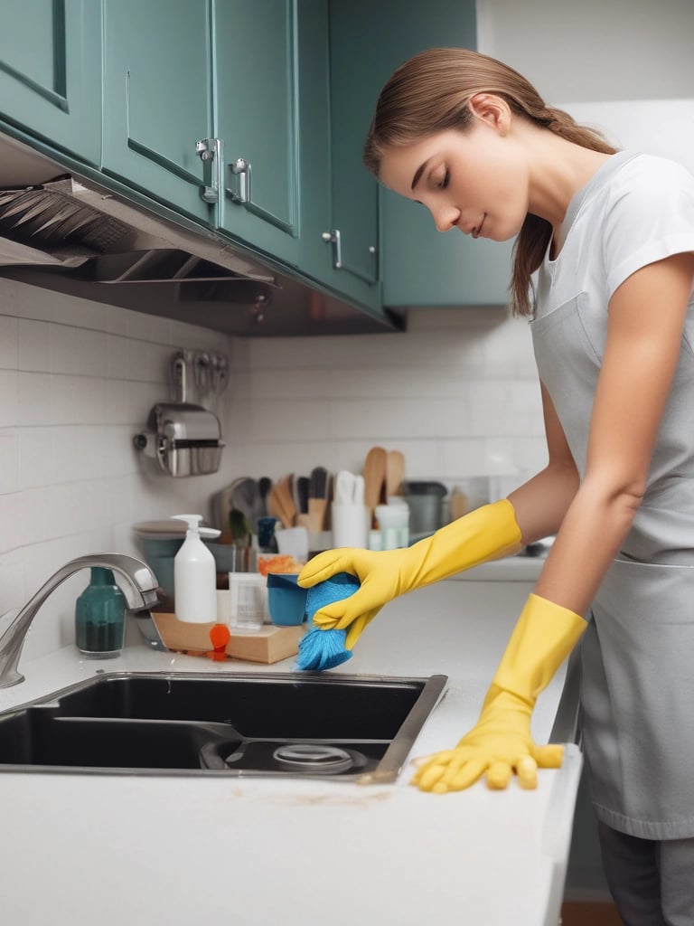 Close-up of eco-friendly cleaning products arranged neatly on a wooden shelf