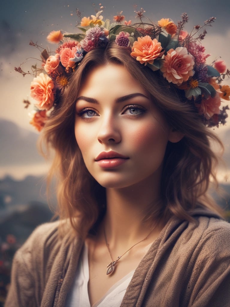 A vibrant before-and-after image showing a portrait with enhanced colors and sharpness.