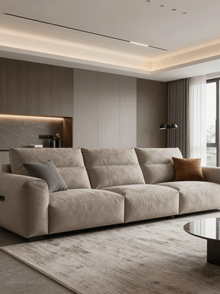 Close-up of a freshly cleaned red sofa with vibrant upholstery in a bright living room