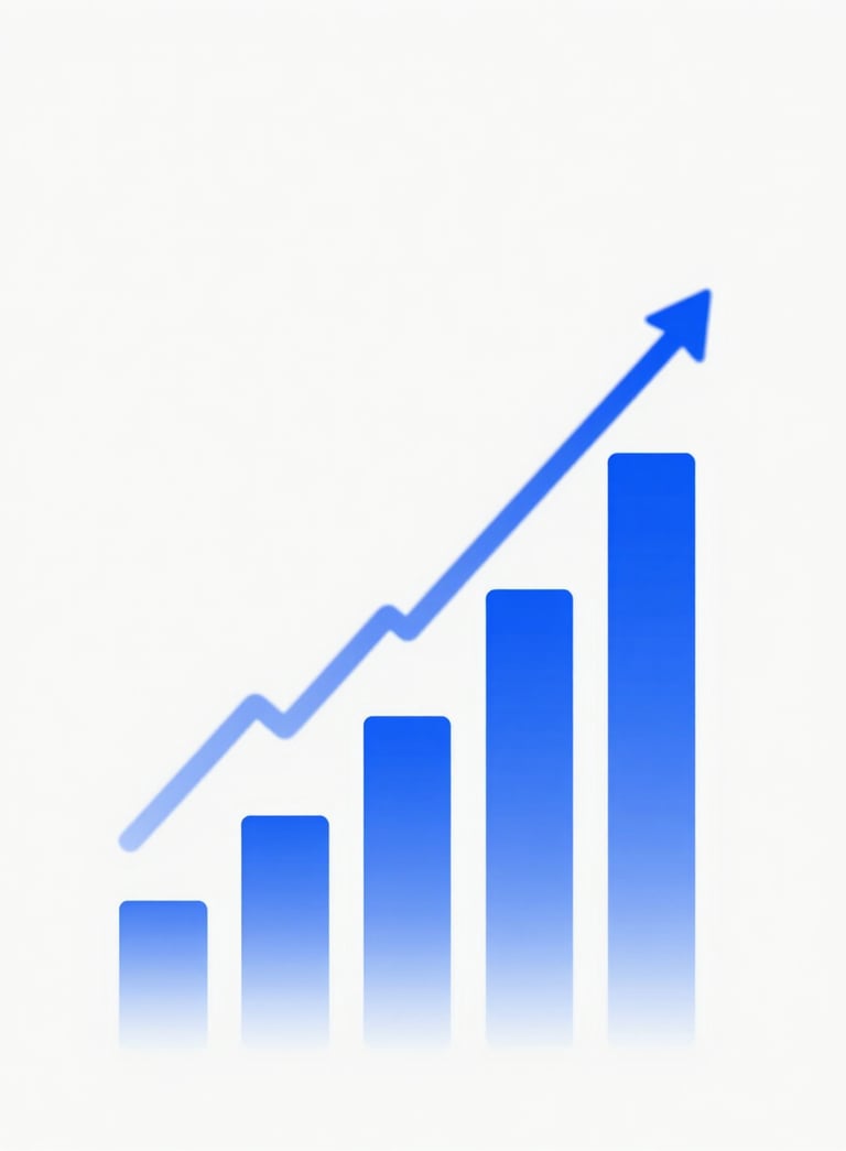 A minimalist, abstract composition featuring geometric shapes and lines suggesting growth and financial charts. The colors are strictly professional, utilizing #3C6B94 and #8DAACB on a clean #F5F8FA background to evoke financial intelligence.