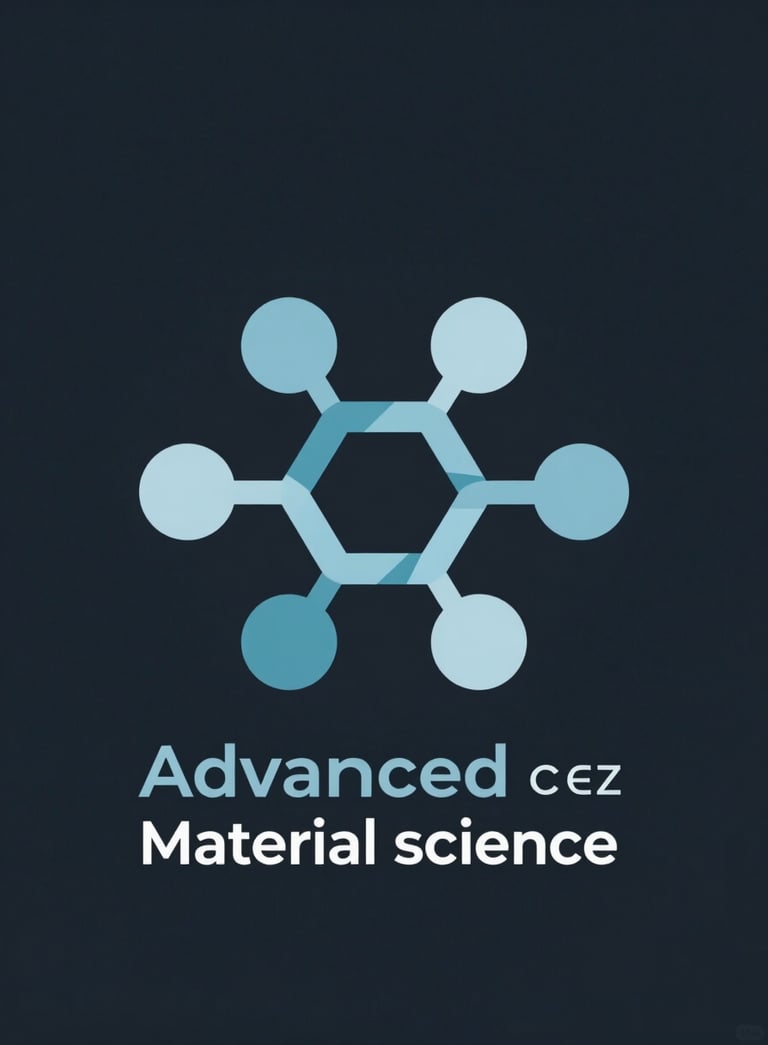 Professional logo-style graphic representing advanced material science, featuring abstract molecular structures and geometric precision. Colors: #6A8CA9 and #F0F4F8 on a dark #0F1C2E background.