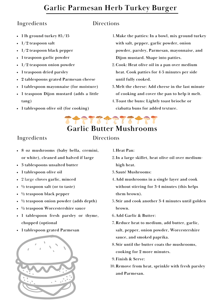 garlic mushroom parmesan turkey burger