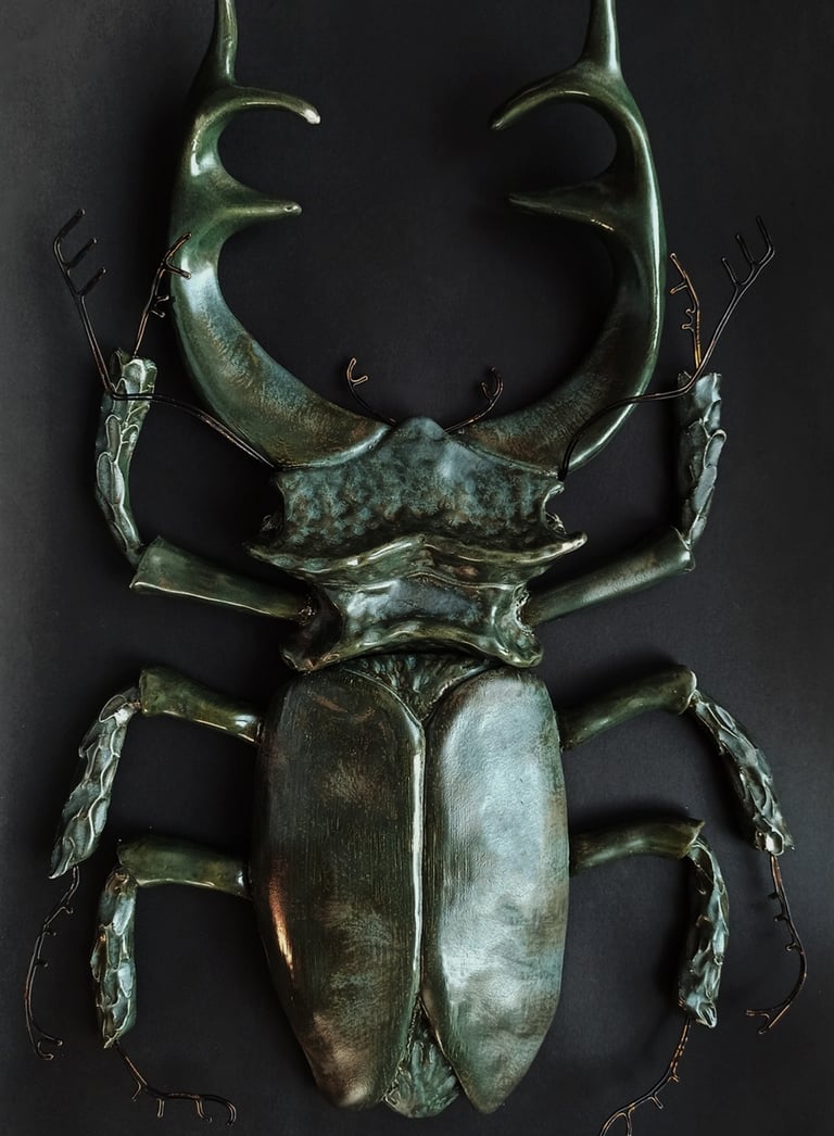 Keraminis vabalas interjero dekoras