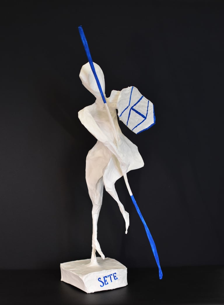 Jouteur sculpture paper Sète France