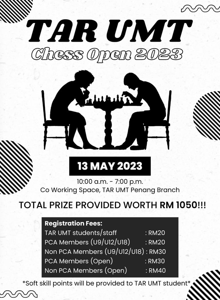 TAR UMT Chess Open 2023 Pulau Pinang. Penang Chess. Catur Malaysia