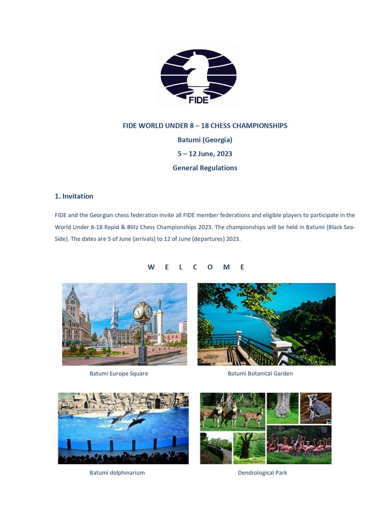 FIDE World Under 8-18 Chess Championships Batumi, Georgia 2023. FIDE World Chess Event. 