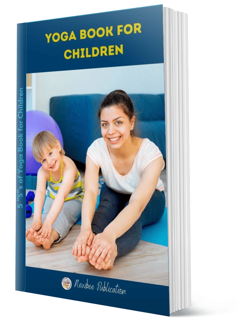 a woman sitting on a yoga mat with a child's feet on the floor yoga book for children