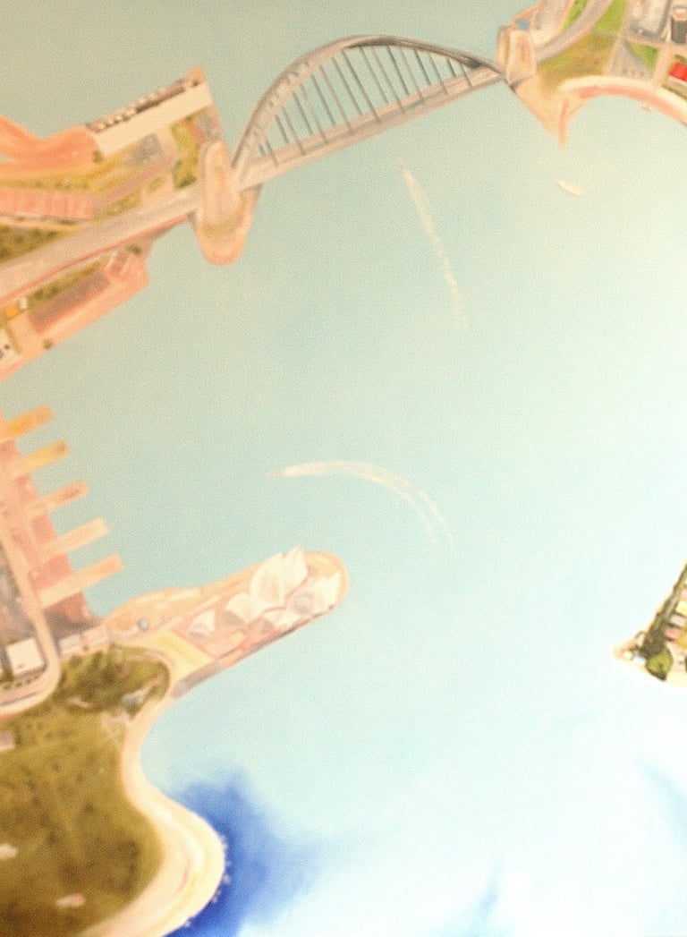 Sydney Harbour. Oil on canvas. 2023. 122 x 153 cms.
