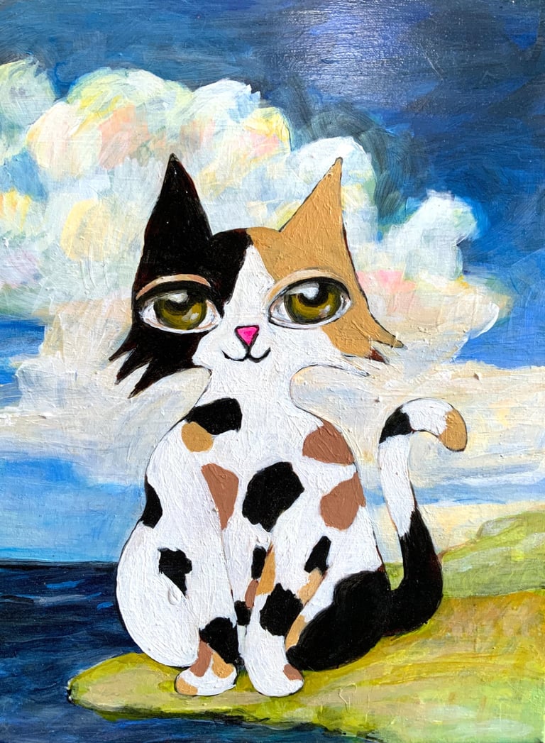 fine art cat portrait original artwork by Eve Hennessa Hawa Cat
