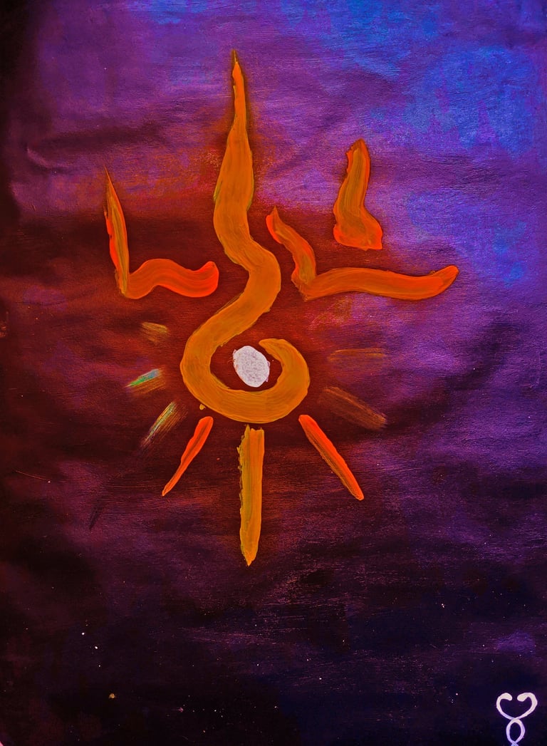 acrylic on paper, the sacred flame
